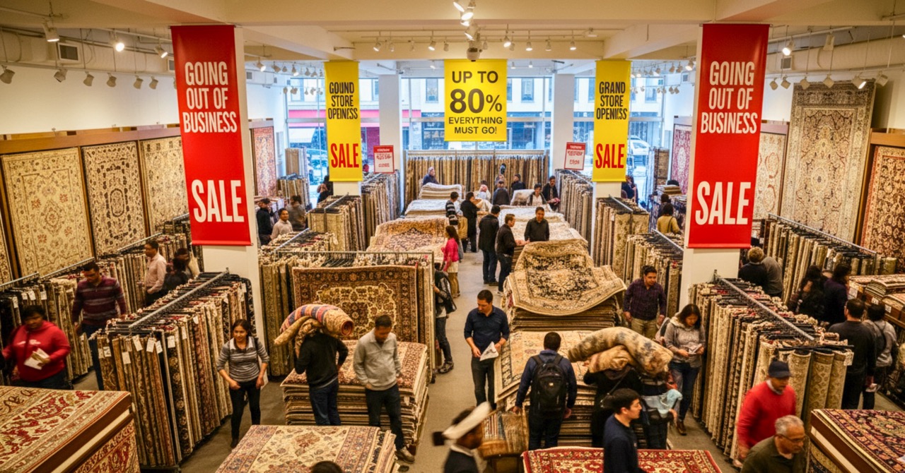 handmade rugs. rugs. carpets, Going out of business, store closing sale